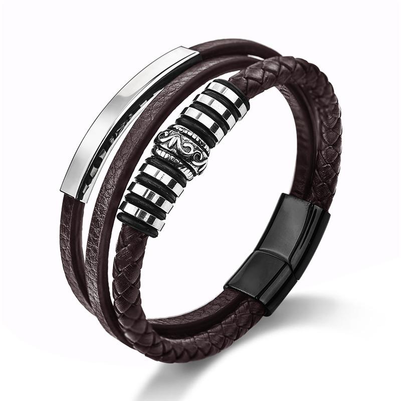 Brown Multilayer Leather Decore Bracelet
