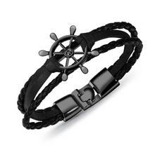 Load image into Gallery viewer, Alloy Steel Rudder Leather Bracelet
