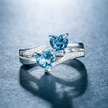 Load image into Gallery viewer, Zircon Hearts Platinum Plated Ring
