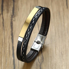 Load image into Gallery viewer, Prominent Stainless Steel Leather Bracelet

