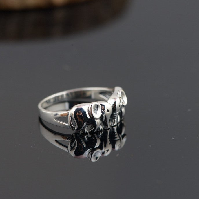 Silver Elephant Love Ring