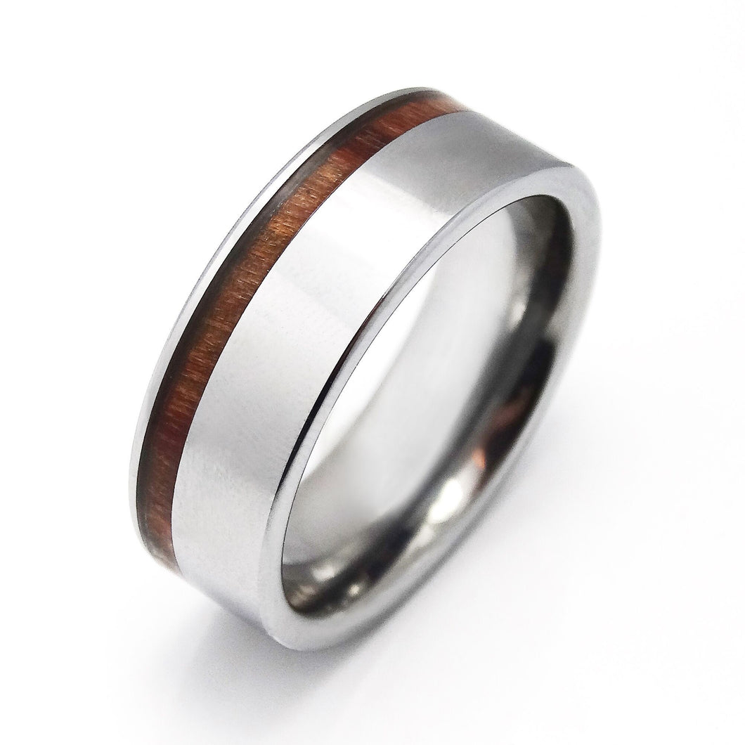 Grain Wood Steel Ring