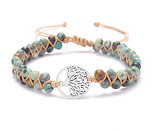 Load image into Gallery viewer, Tree Charm Japser String Braided Bracelet

